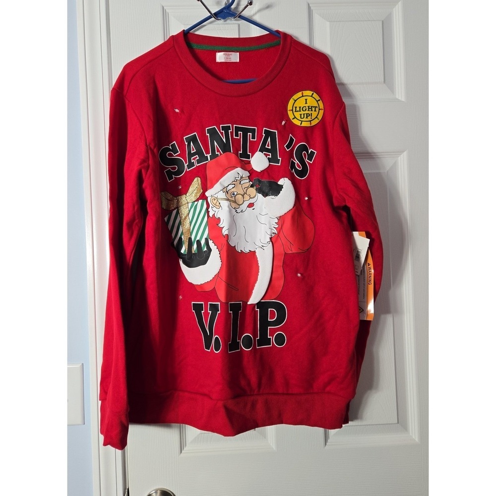 Holiday Time Mens Sweatshirt NWT Size Large (42-44) I Light Up.